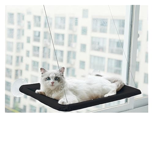 Katze Hängematte Fenster Hängendes Katzenbett, Haustier-Katzenhängematte, Luft-Katzenbett, Haus, Kätzchen, Klettergerüst, Sonniger Fenstersitz, Nest, Lager 20 Kg, Haustierzubehör(B Black) von YFDGD