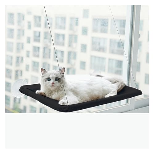 Katze Hängematte Fenster Hängendes Katzenbett, Haustier-Katzenhängematte, Luft-Katzenbett, Haus, Kätzchen, Klettergerüst, Sonniger Fenstersitz, Nest, Lager 20 Kg, Haustierzubehör(Black) von YFDGD