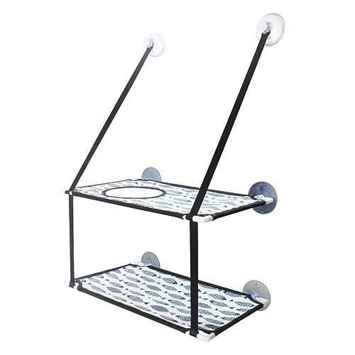 Katze Hängematte Fenster Haustier-Hängebett for Katzen, Einzelne Doppelschicht, Fenster, Wandmontage, Saugnapf, Hängebett, Hängematte, Trägt Bis Zu 20 Kg(Small Fish,Double Layer) von YFDGD