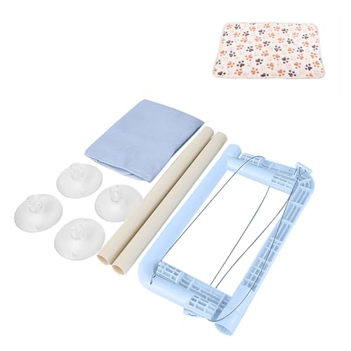 Katze Hängematte Fenster Haustier-Hängematte, Kätzchen-Klettergerüst, Hängendes Katzenbett, Luft-Katzenbett, Haus, Sonnenfenster, Sitz, Belastung 20 Kg, Haustierzubehör(Blue and Blanket) von YFDGD