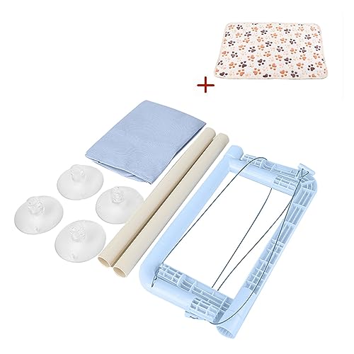 Katze Hängematte Fenster Haustier-Hängematte, Kätzchen-Klettergerüst, Hängendes Katzenbett, Luft-Katzenbett, Haus, Sonnenfenster, Sitz, Belastung 20 Kg, Haustierzubehör(Blue and Blanket) von YFDGD