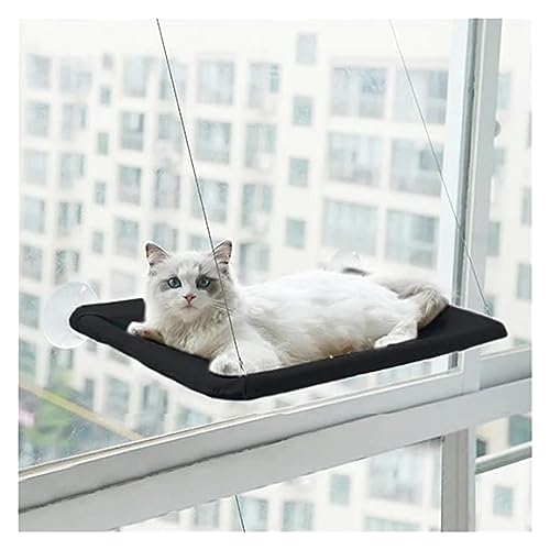 Katze Hängematte Fenster Haustier Hängende Katze Hängematte Luft Kätzchen Bett Haus Mit Saugnapf Klettergerüst Sunny Fenster Ruhe Sitz Haustier Zubehör(Black) von YFDGD