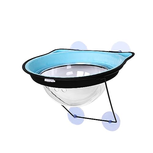 Katze Hängematte Fenster Haustier Katze Hängen Bett Fenster Montiert Hängematte Super Saugnapf Wand Liege Weiche Warme Sitz for Kleine Tiere Klettern Sonnenbaden(Blue) von YFDGD