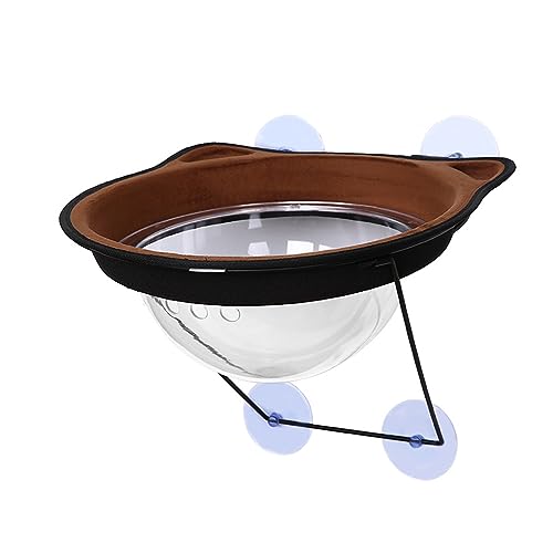 Katze Hängematte Fenster Haustier Katze Hängen Bett Fenster Montiert Hängematte Super Saugnapf Wand Liege Weiche Warme Sitz for Kleine Tiere Klettern Sonnenbaden(Brown) von YFDGD
