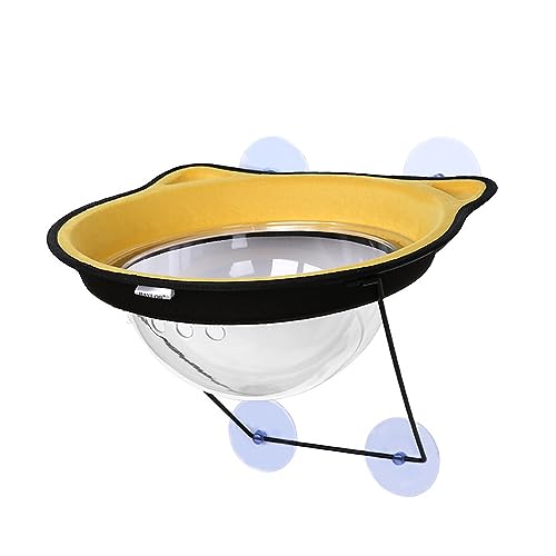 Katze Hängematte Fenster Haustier Katze Hängen Bett Fenster Montiert Hängematte Super Saugnapf Wand Liege Weiche Warme Sitz for Kleine Tiere Klettern Sonnenbaden(Yellow) von YFDGD
