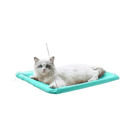 Katze Hängematte Fenster Haustier Katze Matte Fenster Sitz Produkte Bequem Mit Decke for Katzen Hängematte Bett Hängen Hund Matte Bett Tragen 20kg(Cyan) von YFDGD