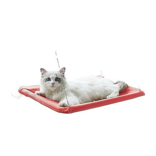 Katze Hängematte Fenster Haustier Katze Matte Fenster Sitz Produkte Bequem Mit Decke for Katzen Hängematte Bett Hängen Hund Matte Bett Tragen 20kg(Red) von YFDGD