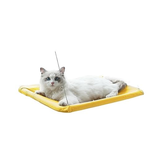 Katze Hängematte Fenster Haustier Katze Matte Fenster Sitz Produkte Bequem Mit Decke for Katzen Hängematte Bett Hängen Hund Matte Bett Tragen 20kg(Yellow) von YFDGD