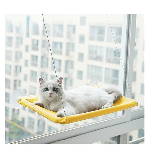 Katze Hängematte Fenster Haustier-Katzen-Hängematte, Hängendes Katzenbett, Lager 20 Kg, Komfortables Kätzchen-Klettergerüst, Katze, Sonniger Fenstersitz, Katzenbett-Zubehör(Yellow) von YFDGD