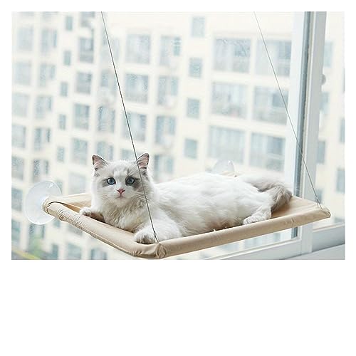 Katze Hängematte Fenster Haustierbett, Katzenfenster-Hängematte, 360° Sonniger Sitz, Platzsparende Katzenbetten for Katzen Im Innenbereich, Hängerahmen, Schlafschaukel-Zubehör(Khaki) von YFDGD