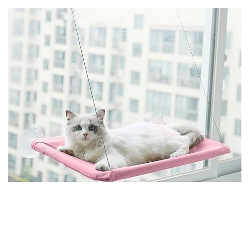 Katze Hängematte Fenster Haustierbett, Katzenfenster-Hängematte, 360° Sonniger Sitz, Platzsparende Katzenbetten for Katzen Im Innenbereich, Hängerahmen, Schlafschaukel-Zubehör(Pink) von YFDGD
