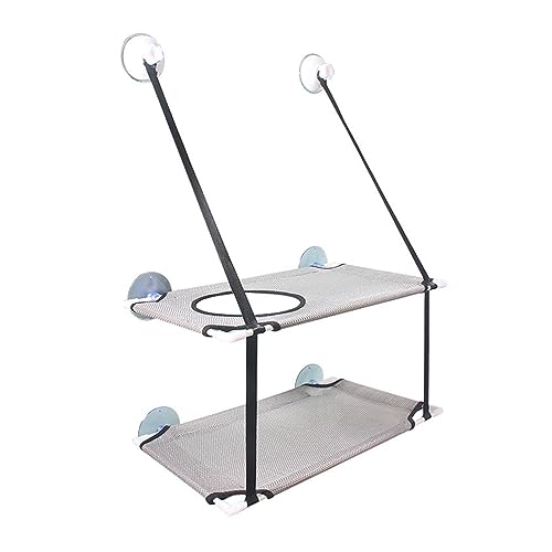 Katze Hängematte Fenster Katze Hängematte Fenster Bett Haustier Sommer Hängematte Bett Hause Bett Wohnzimmer Saugnapf Wand Hängen Haustier Mesh Atmungsaktive Hängematte Haustier Bett(Grey2 Layer) von YFDGD