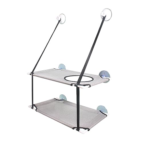 Katze Hängematte Fenster Katzen-Fenstersitzstange, Stabile Hängematte, Hält Bis Zu 22,7 Kg Und 360°-Sonnenbad Mit 2 Schraub-Saugnäpfen Und Einfach Zu Montieren for Katzen(Double-Grey) von YFDGD