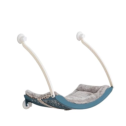 Katze Hängematte Fenster Katzen-Hängemattenbett, Bequemes, Abnehmbares Arktis-Fleece-Sonnenkissen Mit Saugnapf for Balkonfenster, Katzen-Hängebetten(Cat Bed Blue) von YFDGD