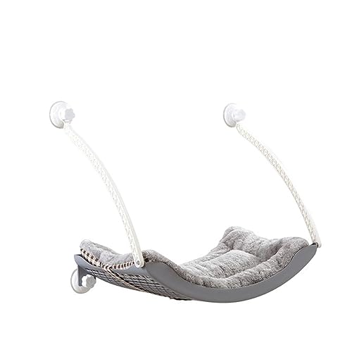 Katze Hängematte Fenster Katzen-Hängemattenbett, Bequemes, Abnehmbares Arktis-Fleece-Sonnenkissen Mit Saugnapf for Balkonfenster, Katzen-Hängebetten(Cat Bed Grey) von YFDGD