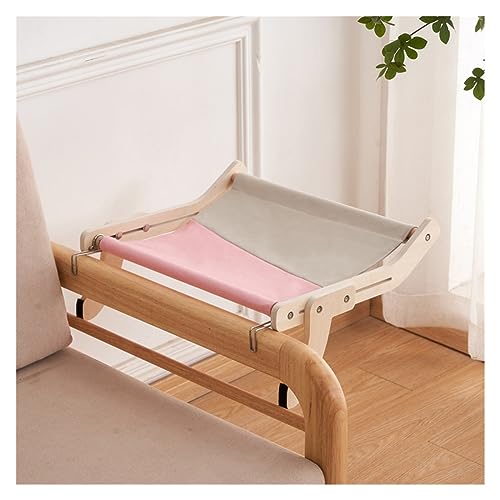 Katze Hängematte Fenster Katzenbett-Hängematte, Hängendes Haustierkissen, Fenster, Balkon, Sofa, Holz, Waschbar, Abnehmbare Haustiermatte, Zubehör for Katzen(B-Dusty pink) von YFDGD
