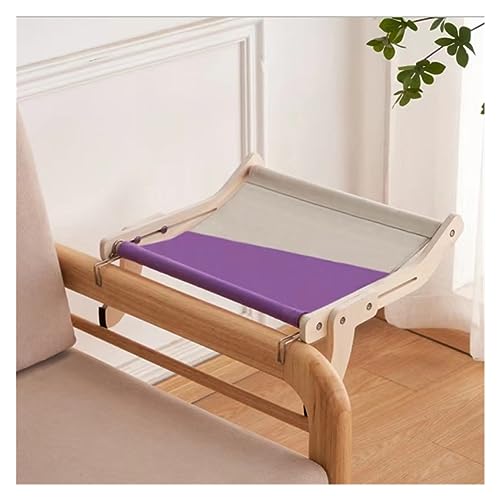 Katze Hängematte Fenster Katzenbett-Hängematte, Hängendes Haustierkissen, Fenster, Balkon, Sofa, Holz, Waschbar, Abnehmbare Haustiermatte, Zubehör for Katzen(B-Grayish Purple) von YFDGD