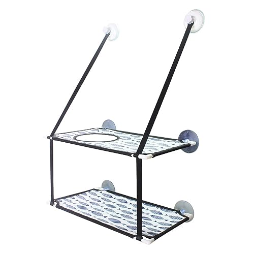 Katze Hängematte Fenster Katzenbett for Aufhängen Am Fenster, Doppellagige Haustier-Hängematte, Sonniger Fenstersitz, Kätzchen-Nestbett for Katzen Mit 25 Kg, Katzenzubehör(E Double Layer) von YFDGD