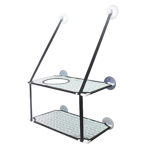 Katze Hängematte Fenster Katzenbett for Aufhängen Am Fenster, Doppellagige Haustier-Hängematte, Sonniger Fenstersitz, Kätzchen-Nestbett for Katzen Mit 25 Kg, Katzenzubehör(F Double Layer) von YFDGD