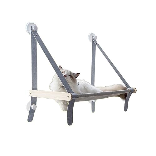 Katze Hängematte Fenster Katzenfenster-Hängemattenbetten, Holzmontage, Hängebett, Tragend, 20 Kg, Bequemes Katzennest, Waschbar, Frettchen-Haustierbett(L) von YFDGD