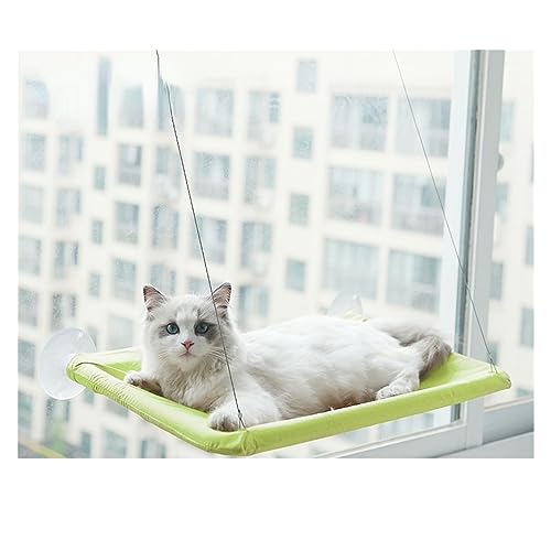 Katze Hängematte Fenster Katzenfenster-Hängemattensitz, Großes Katzen-Hängemattenbett for Drinnen, Katzen, Ruhesitz, Sicherheit, Atmungsaktiv, Waschbar(Light Green) von YFDGD