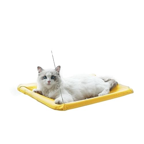 Katze Hängematte Fenster Katzenfenster-Hängemattensitz, Großes Katzen-Hängemattenbett for Drinnen, Katzen, Ruhesitz, Sicherheit, Atmungsaktiv, Waschbar(Yellow) von YFDGD