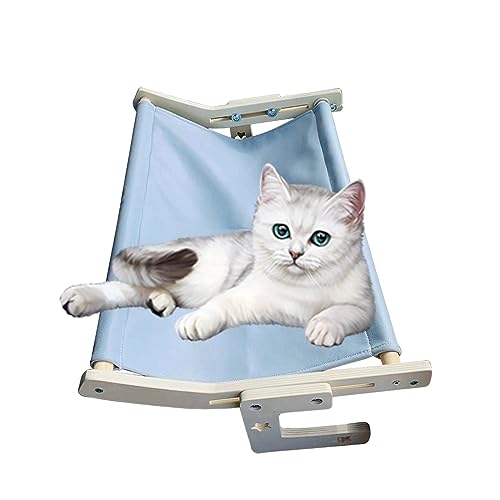 Katze Hängematte Fenster Katzenfenster-Sitzstange, Katzenfenster-Hängematte, Fenstersitz, Katzenregal for Hauskatzen(L Blue 50x40x20cm) von YFDGD