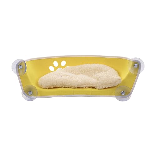Katze Hängematte Fenster Katzenhängematte, Bett, Fensterpod, Liege, Saugnäpfe, Warmes Bett for Haustier, Katzenruhehaus, Weicher Und Bequemer Frettchenkäfig(Yellow) von YFDGD