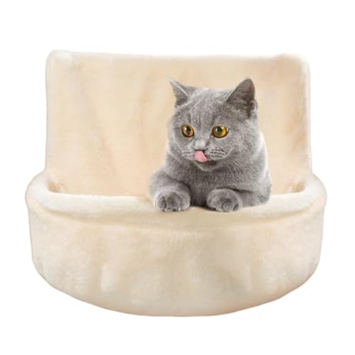 Katze Hängematte Fenster Katzenschlaf-Hängemattenbett, Plüsch-Liegebett, Abnehmbares Katzennest, Maschinenwaschbar(for Beige Color) von YFDGD