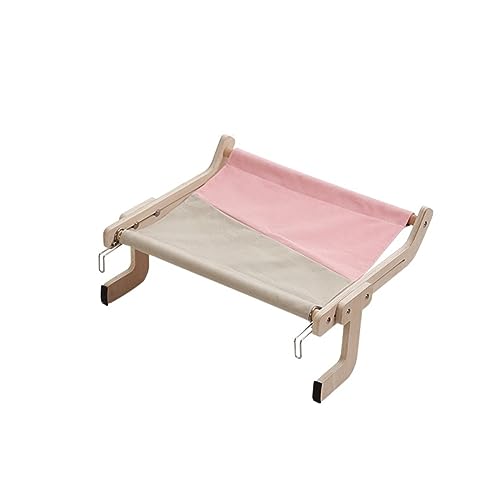 Katze Hängematte Fenster Robustes Hängebett Aus Holz for Katzenfenster, Baumwollleinen, Leicht Waschbar, Mehrlagiges Sperrholz, Heiß Verkaufte Hängematten-Nestbetten(Gray Pink A) von YFDGD