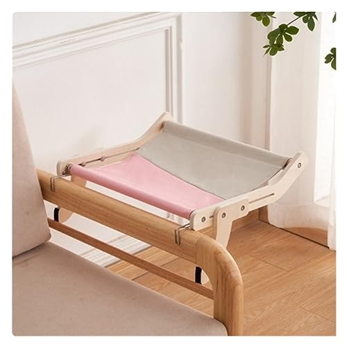 Katze Hängematte Fenster Robustes Hängebett Aus Holz for Katzenfenster, Baumwollleinen, Leicht Waschbar, Mehrlagiges Sperrholz, Heiß Verkaufte Hängematten-Nestbetten(Gray Pink B) von YFDGD