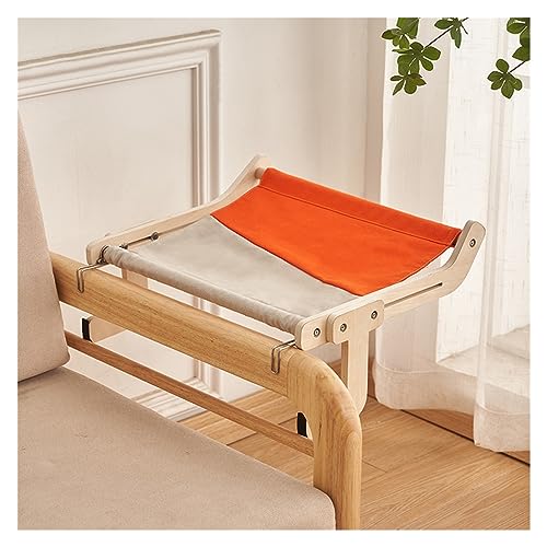 Katze Hängematte Fenster Robustes Katzensofa, Fensterkanten-Sitzstange, Holzmontage, Hängebett, Baumwollleinen, Leicht Zu Reinigen, Mehrschichtige Sperrholz-Fensterkanten-Hängematte(B-Orange) von YFDGD