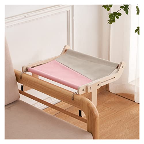 Katze Hängematte Fenster Robustes Katzensofa, Fensterkanten-Sitzstange, Holzmontage, Hängebett, Baumwollleinen, Leicht Zu Reinigen, Mehrschichtige Sperrholz-Fensterkanten-Hängematte(B-Pink) von YFDGD