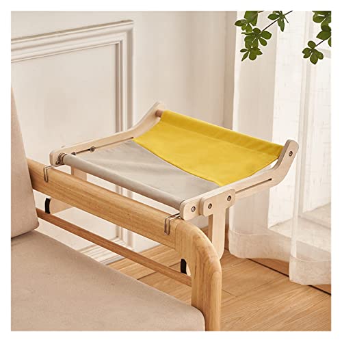 Katze Hängematte Fenster Robustes Katzensofa, Fensterkanten-Sitzstange, Holzmontage, Hängebett, Baumwollleinen, Leicht Zu Reinigen, Mehrschichtige Sperrholz-Fensterkanten-Hängematte(B-Yellow) von YFDGD