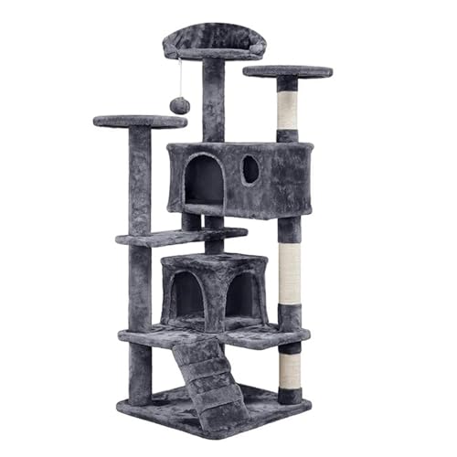 Katzenbäume, Katzen-Klettergerüst for Hauskatzen, 5-stufige Katzenturm-Hängematte, Gepolsterte Sitzstangen Und Eigentumswohnungen, Katzen-Sprungspielzeug(DeepGray) von YFDGD