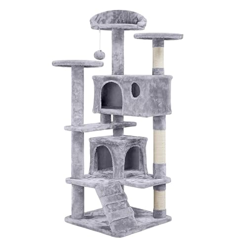 Katzenbäume, Katzen-Klettergerüst for Hauskatzen, 5-stufige Katzenturm-Hängematte, Gepolsterte Sitzstangen Und Eigentumswohnungen, Katzen-Sprungspielzeug(LightGray) von YFDGD