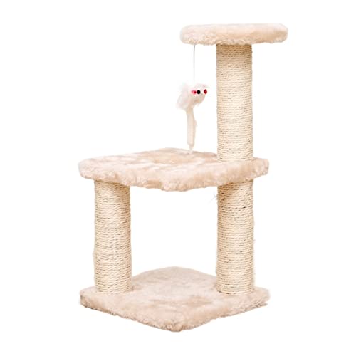 Katzenkratzer, Klettergerüst, Kratzbaum, Widerstandsfähiger Sisal-Katzenbaum Mit Spielzeug, Fisch, Kätzchen, Spielplatz, Haustiermöbelzubehör(Beige) von YFDGD