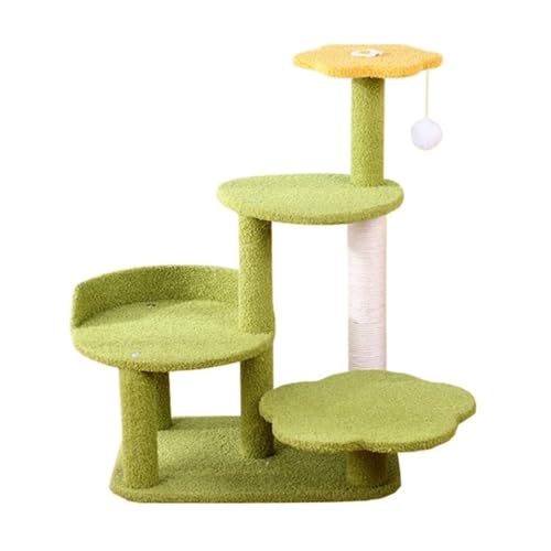 Katzenturm Vierschichtiges Katzenklettergerüst Katzenbaumhaus Springbaum Sisalkratzer for Katzen Kratzbaum Kätzchen Kratzspielzeug(Green) von YFDGD