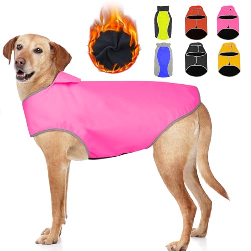 Hunde-Regenmantel, leicht, verstellbare Hundeweste, reflektierende Haustierjacke, warmes Hundetuch für große Hunde (Rosa, Größe M) von YFbrite