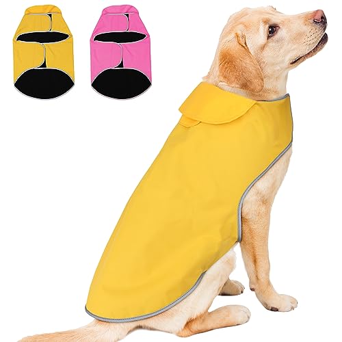 Hunderegenmantel, leichter Hunderegenmantel, verstellbare Hundeweste, reflektierende Haustierjacke, warmes Hundetuch für große Hunde (Gelb, XX-Large) von YFbrite