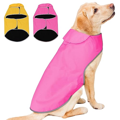 YFbrite Hunderegenmantel, leichter Hunderegenmantel, verstellbare Hundeweste, reflektierende Haustierjacke, warmes Hundetuch für große Hunde (Rosa, XX-Large) von YFbrite