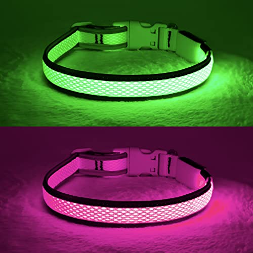 YFbrite Leuchtendes Hundehalsband, wiederaufladbares LED-Hundehalsband, blinkendes Hundehalsband, verstellbares reflektierendes Hundehalsband, Sicherheit leuchtet bei Nacht (Grün, S) von YFbrite