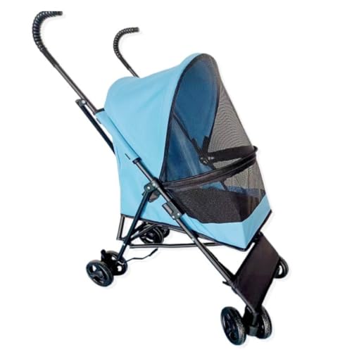 Hunde Kinderwagen Der Haustier-Kinderwagen ist leicht, faltbar, kann beim Ausgehen zusammengeklappt Werden und Steht als Kinderwagen for kleine Hunde Katzen Kinderwagen(Blue) von YGDYFDC