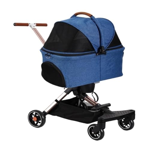Hunde Kinderwagen Der Kinderwagen for Haustiere ist leicht, klein und mittelgroß, faltbar, abnehmbar und leicht for Reisen im Freien Katzen Kinderwagen(Blue) von YGDYFDC