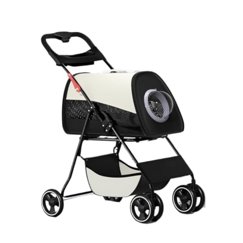 Hunde Kinderwagen Kleiner Und Mittelgroßer Kinderwagen for Katzen Und Hunde, Leicht, Atmungsaktiv, Modisch Und Abnehmbar Katzen Kinderwagen(White) von YGDYFDC