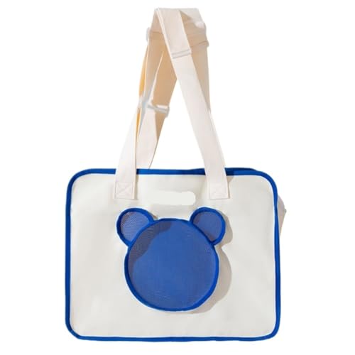 Katzentasche Haustier-Ausflugstasche, Einfache Katzentasche Mit Buchstaben, Reise-Umhängetasche, Canvas-Tasche Mit Kapuze, Universell for Alle Jahreszeiten Haustierkäfig(Blue) von YGDYFDC