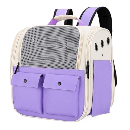 Katzentasche Modische Ausflugstasche for Haustiere. Tragbarer, Einfarbiger Rucksack Im Ins-Stil, Multifunktionale Katzentasche Haustierkäfig(Purple) von YGDYFDC