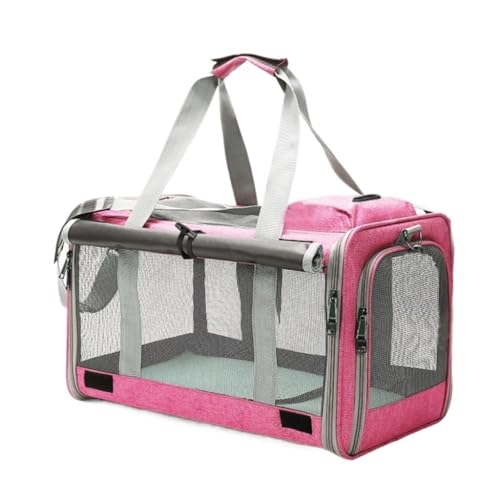 Katzentasche Modische Haustier-Ausflugstasche, Atmungsaktiv, Faltbar, Katzentasche, Ausflugstasche, Tragbare Auto-tragbare Katzenkäfig-Haustiertasche Haustierkäfig(Pink) von YGDYFDC