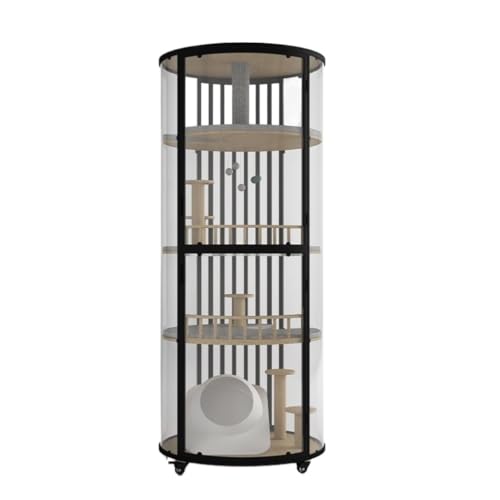 YGDYFDC Luxus-Katzenhaus Zylindrische Katze Villa 360 ° Katze Käfig Katze Schrank Luxus Katze Nest Katze Käfig Massivholz Katze Cat House von YGDYFDC