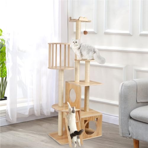 YGDYFDC Katzen Klettern Massivholz-Katzenklettergerüst, großes Katzennest-Sprungplattformgestell, Haustier-Holzkatzenkratzbaumspielzeug Leicht zu reinigen YGDYFDC Katzen Klettern Massivholz-Katzenklettergerüst, großes Katzennest-Sprungplattformgestell, Haustier-Holzkatzenkratzbaumspielzeug Leicht zu reinigen von YGDYFDC